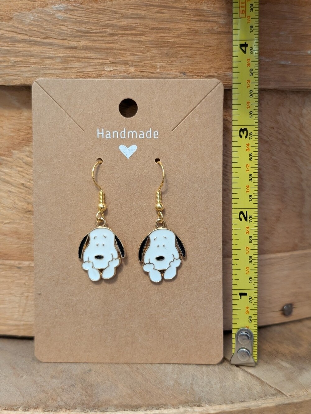 Peanuts Snoopy Enamel Metal Earrings NEW